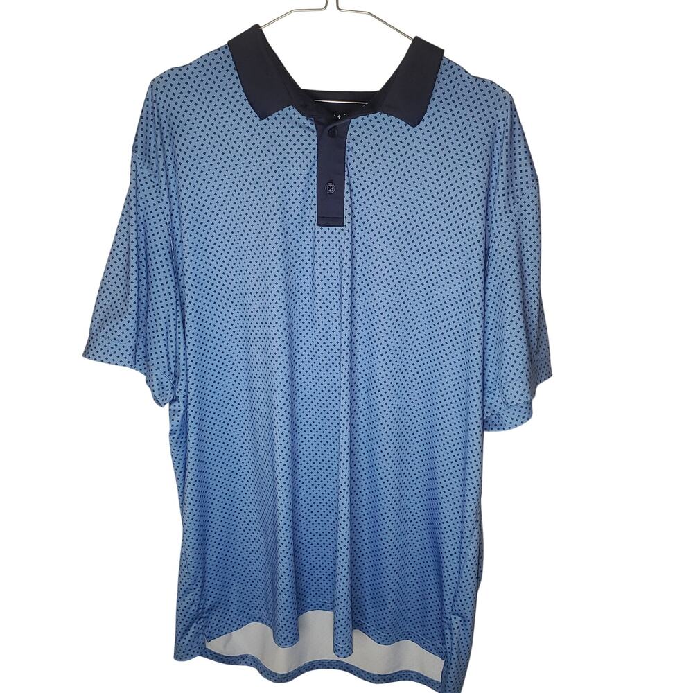 Mizzen and Main Versa Province Geo Print Blue Polo Size XXL Golf, Travel Stretch